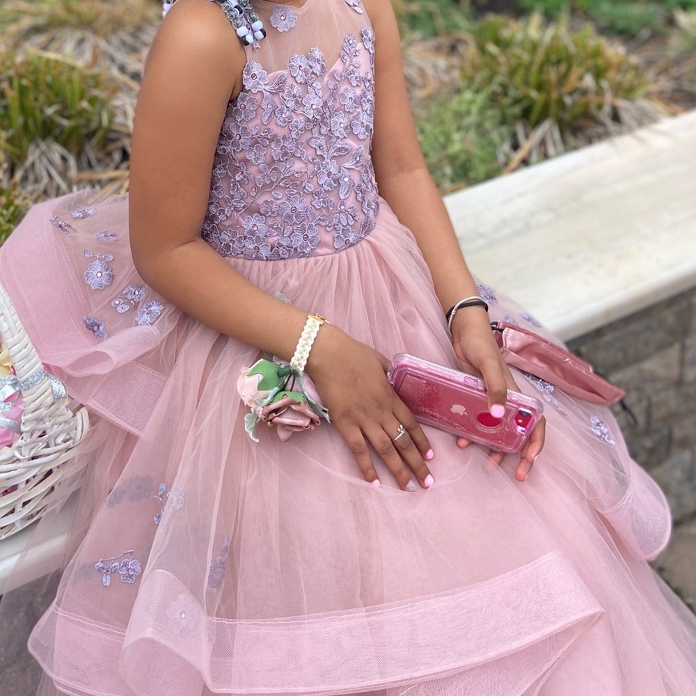 Mauve Pink Flower Girl Dress